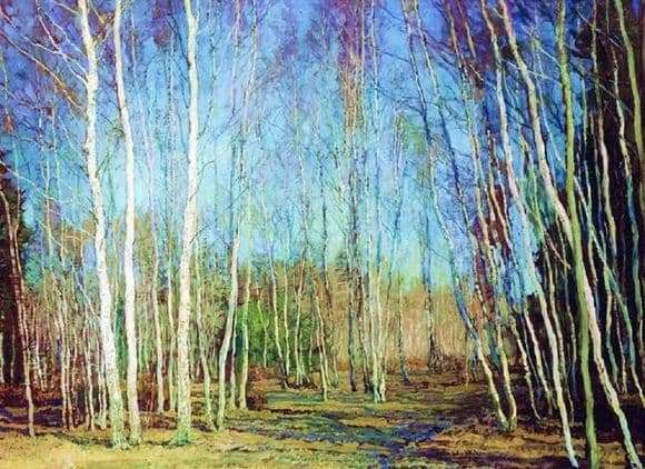 Description of the painting by Vasily Baksheev Blue Spring
