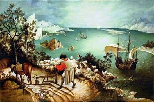 Description of the painting by Peter Bruegel “The Fall of Icarus