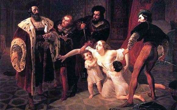 Description of the painting by Karl Bryullov Death of Inessa de Castro