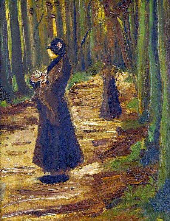 Description of the painting by Vincent van Gogh Two women in the forest
