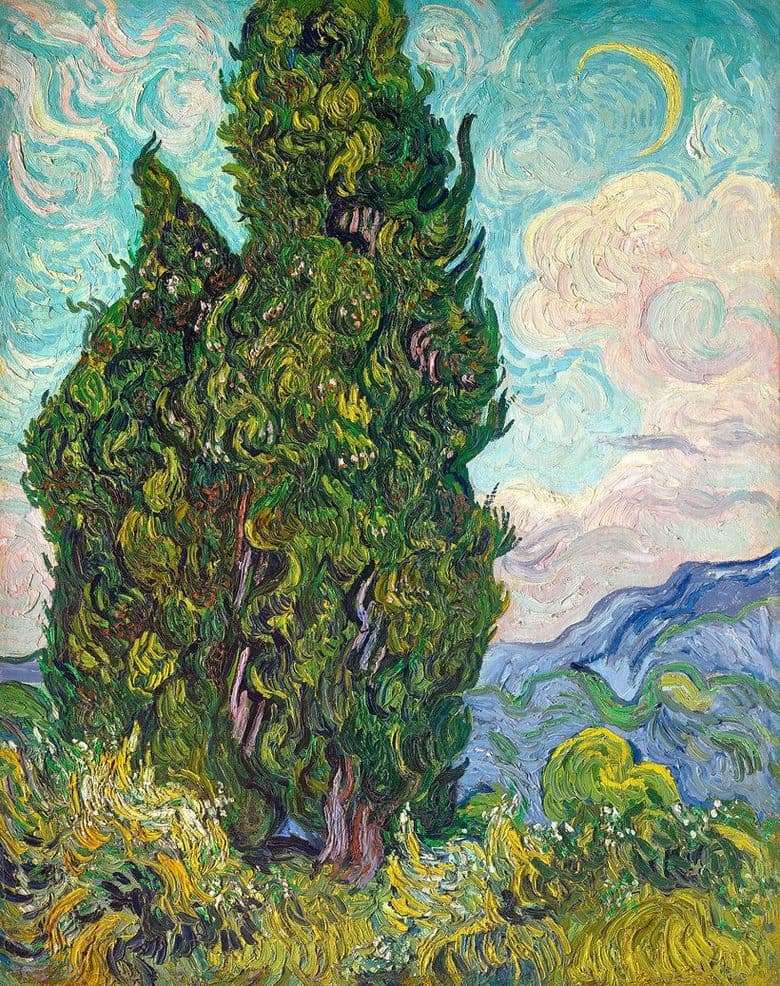 Description of the painting by Vincent Van Gogh â€œCypressâ€  ï¸  - Van Gogh