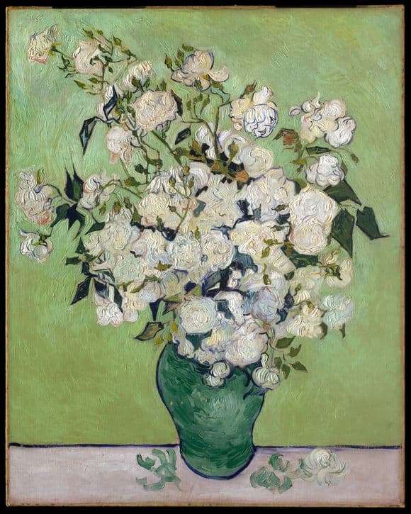 Description of the painting by Vincent Van Gogh White roses