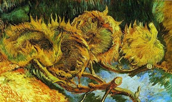 Description of the painting by Vincent Van Gogh Four fading sunflower