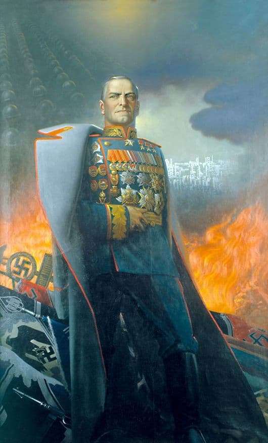 Description of the painting by Konstantin Vasilyev Marshal Zhukov