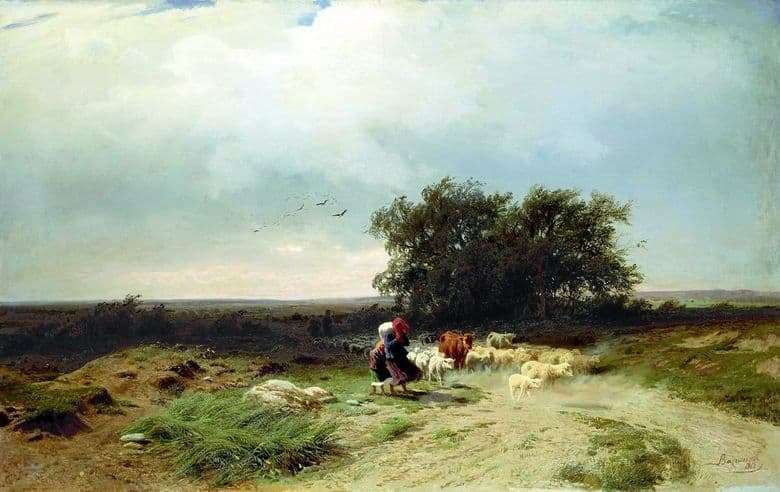 Description of the painting by Fedor Vasiliev Return of the herd