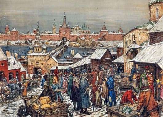 Description of the painting by Viktor Vasnetsov Novgorod bargaining
