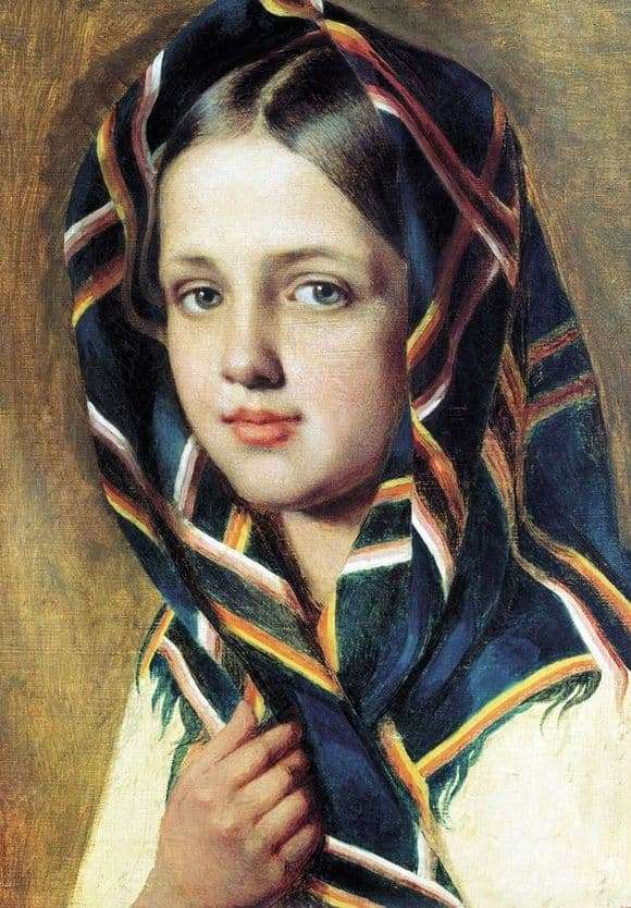 Description of the painting by Alexey Venetsianov Girl in a scarf