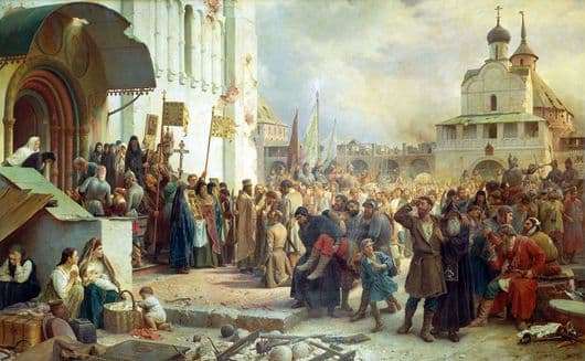 Description of the painting by Vasily Vereshchagin The siege of the Trinity Sergius Lavra