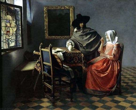 Description of the painting by Jan Vermeer A Glass of Wine