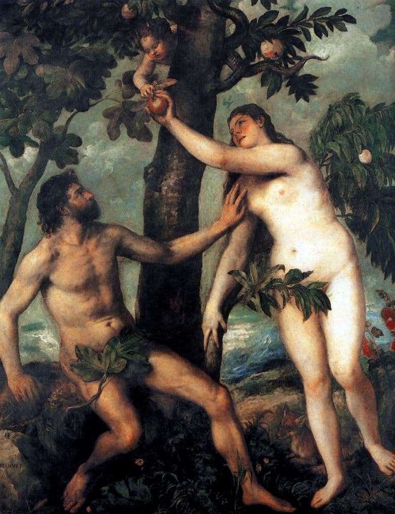 Description of the painting by Titian Adam and Eve