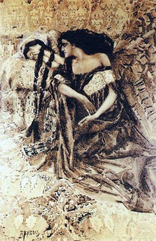 Description of the painting by Mikhail Vrubel Tamara and the Demon