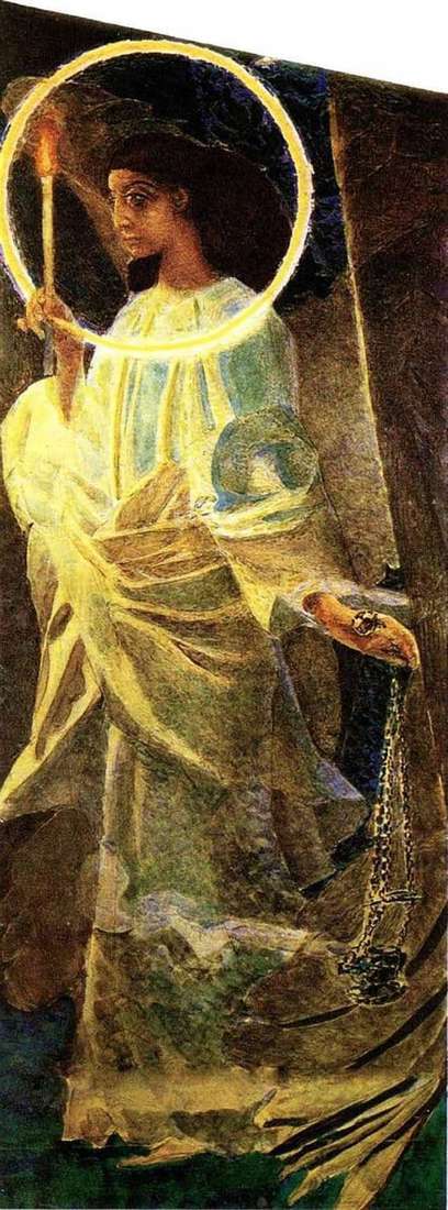 Description of the painting by Mikhail Vrubel Angel with a censer and a candle