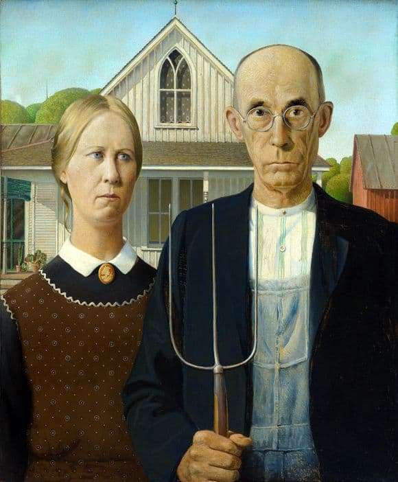 Description of the painting by Grant Wood American Gothic