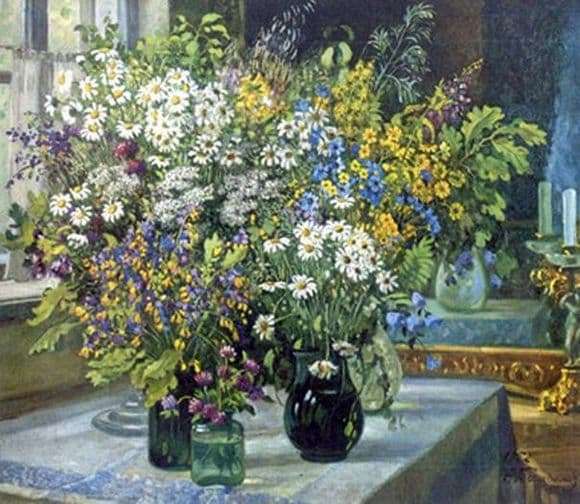 Description paintings by Alexander Gerasimov Still life. Wildflowers