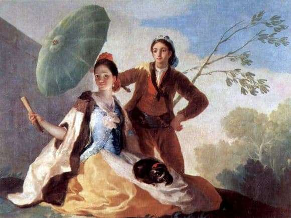 Description of the painting by Francisco de Goya Umbrella