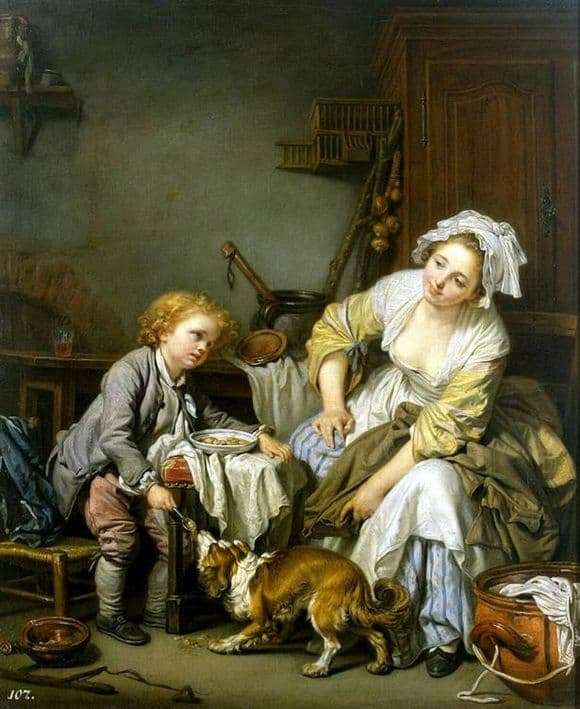 Description of the painting by Jean Baptiste Greza Damned child