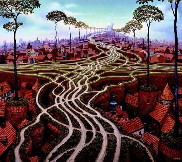 Description of the painting by Yacek Yerka Erosion