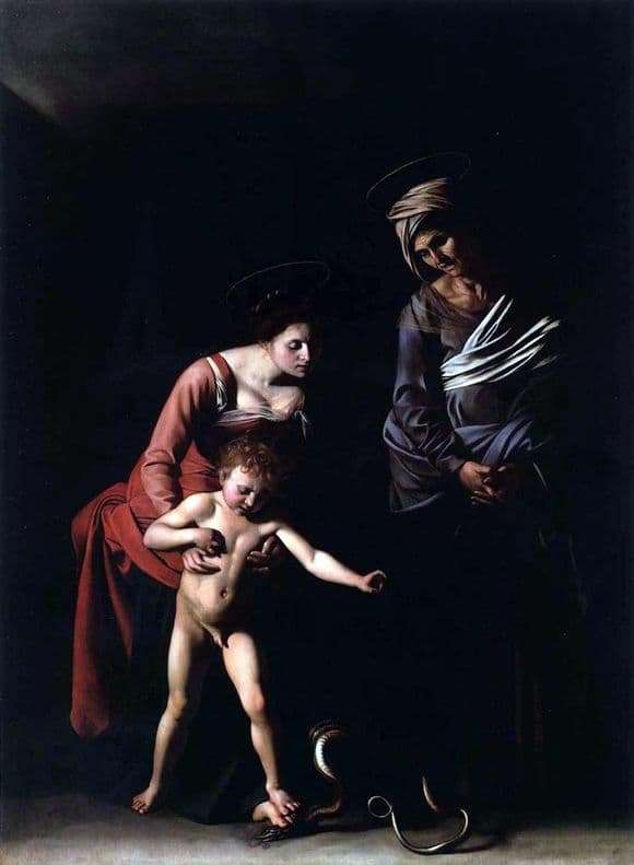 Description of the painting by Michelangelo Merisi da Caravaggio Madonna with a Snake