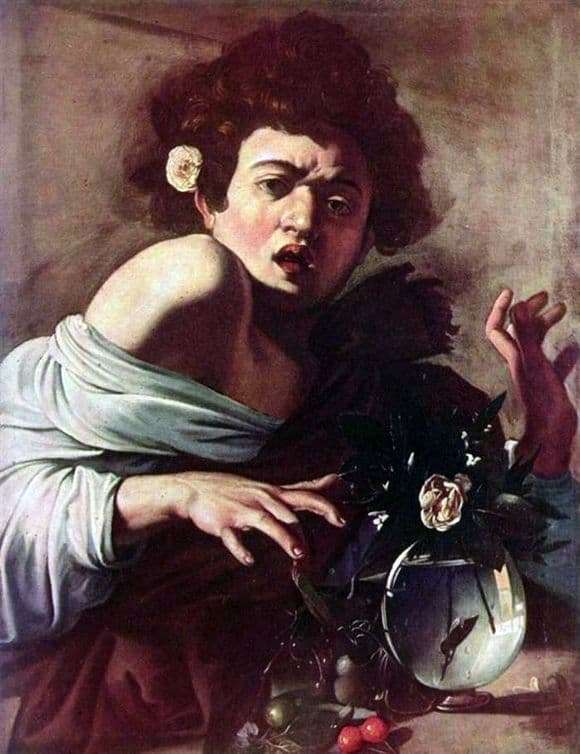 Description of the painting by Michelangelo Merisi da Caravaggio Boy bitten by a lizard