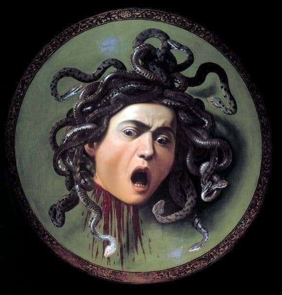 Description of the painting by Michelangelo Merisi da Caravaggio The Head of the Gorgon Medusa