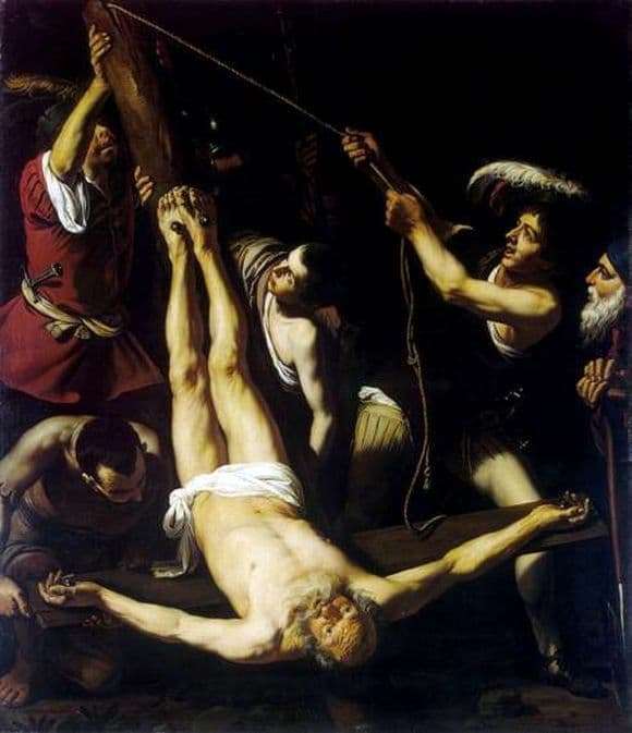 Description of the painting by Caravaggio The Crucifixion of St. Peter