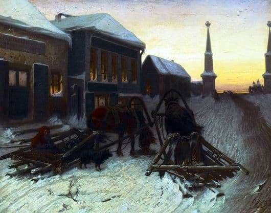 Description of the painting by Vasily Perov Last tavern at the outpost