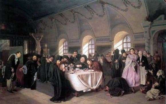 Description of the painting by Vasily Perov Meal