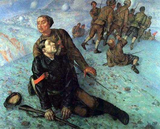 Description of the painting by Kuzma Petrov Vodkin Death of the Commissioner