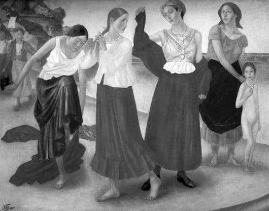 Description of the painting by Kuzma Petrov Vodkin Girls on the Volga