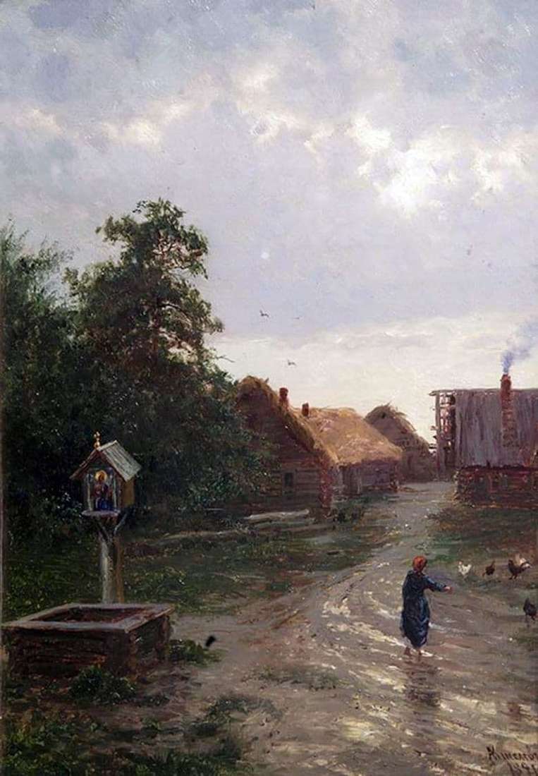 Description of the painting by Alexander Kiselev Entry into the village (1891)