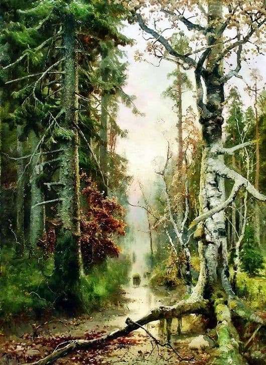 Description of the painting by Julius Klever Autumn in the forest