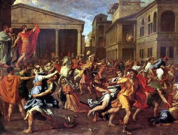 Description of the painting by Nicolas Poussin The Abduction of the Sabine Women (1638)
