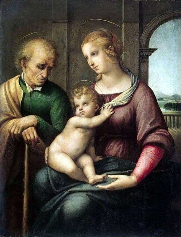 Description of the painting by Raphael Santi The Holy Family (Madonna with the beardless Joseph)