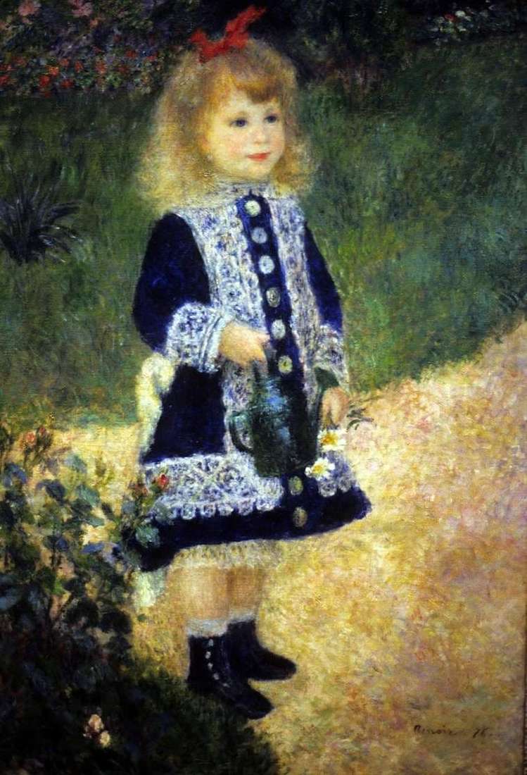 Description of the painting by Pierre Auguste Renoir Girl with a watering can