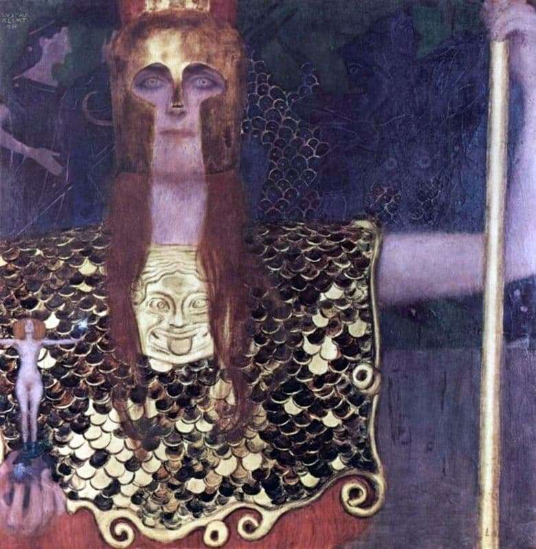 Description of the painting by Gustav Klimt Athena Pallas (1898)