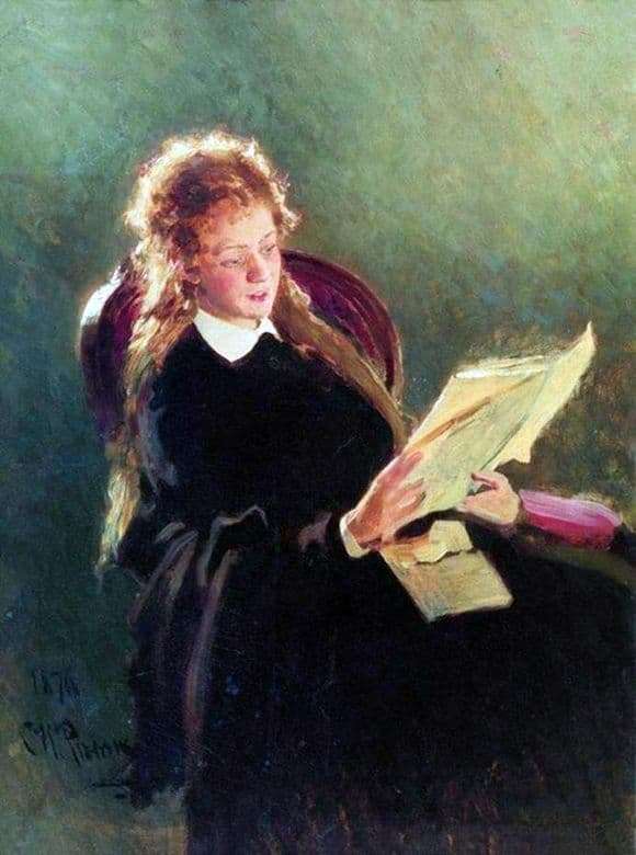 Description of the painting by Ilya Repin Reading girl