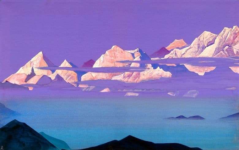 Description of the painting by Nicholas Roerich Himalayas. Pink Mountains