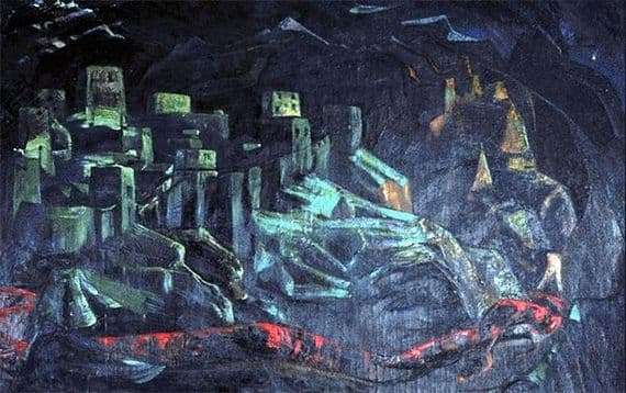 Description of the painting by Nicholas Roerich The Castle is doomed