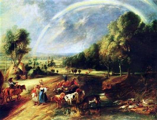Description of the painting by Peter Paul Rubens Landscape with a rainbow
