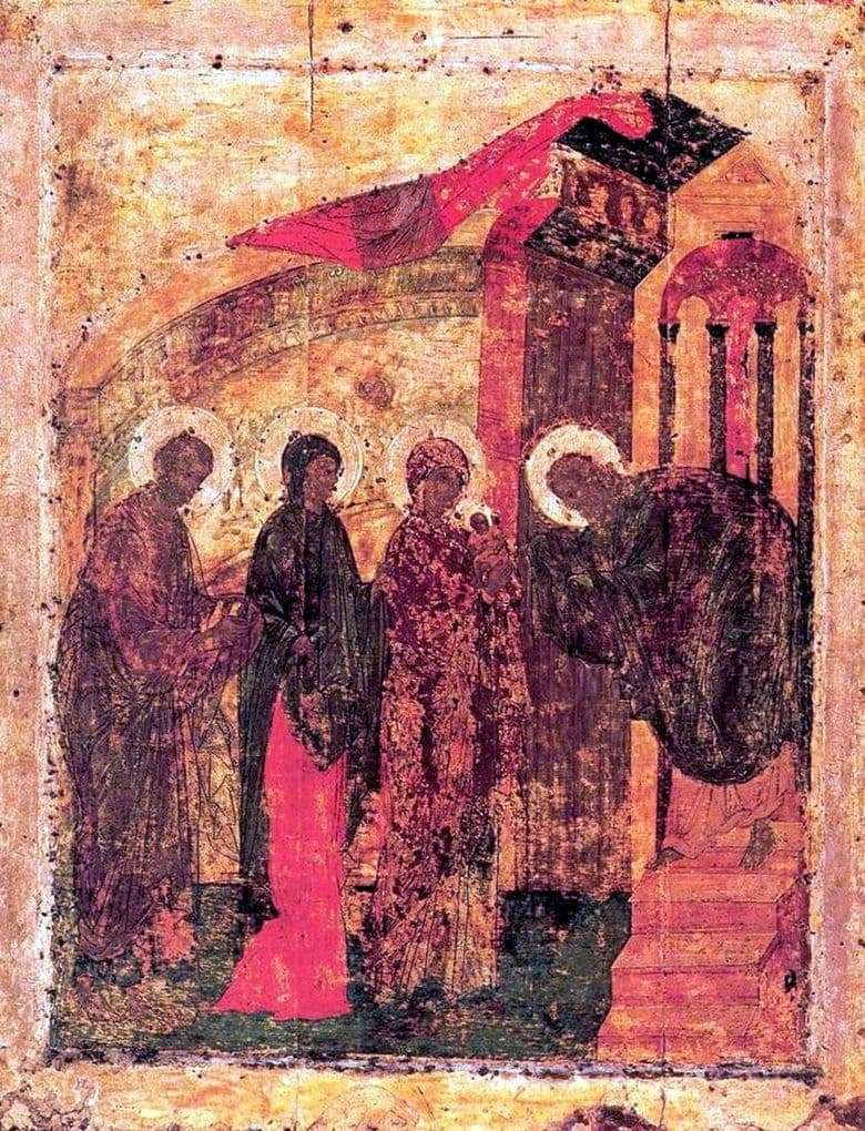 Description of the icon by Andrei Rublev The Meeting