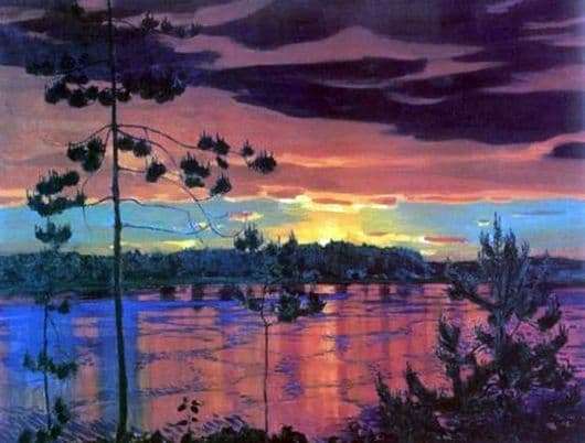 Description of the painting by Arkady Rylov Sunset