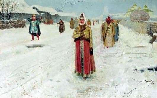 Description of the painting by Andrei Ryabushkin Sunday