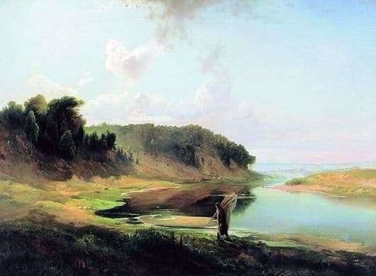 Description paintings Alexei Savrasov Landscape with a river and a fisherman