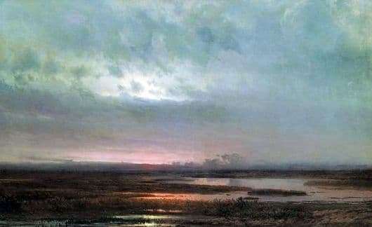 Description of the painting by Alexei Savrasov Sunset over the swamp