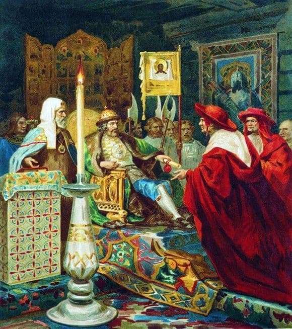 Description of the painting by Heinrich Semiradsky Alexander Nevsky takes papal legates
