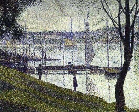 Description of the painting by Georges Pierre Seurat Bridge in Courboy