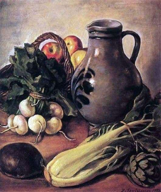 Description of the painting by Zinaida Serebryakova Still life with a jug