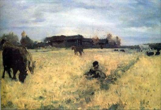 Description of the painting by Valentin Serov October. Domotkanovo