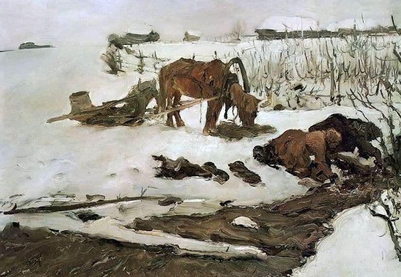 Description of the painting by Valentin Serov Rinsing clothes