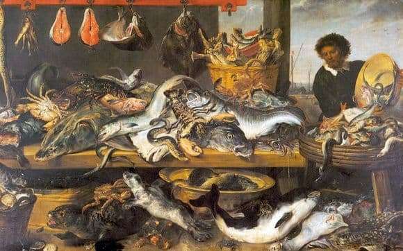 Description of the painting by Frans Snyders Fish Shop